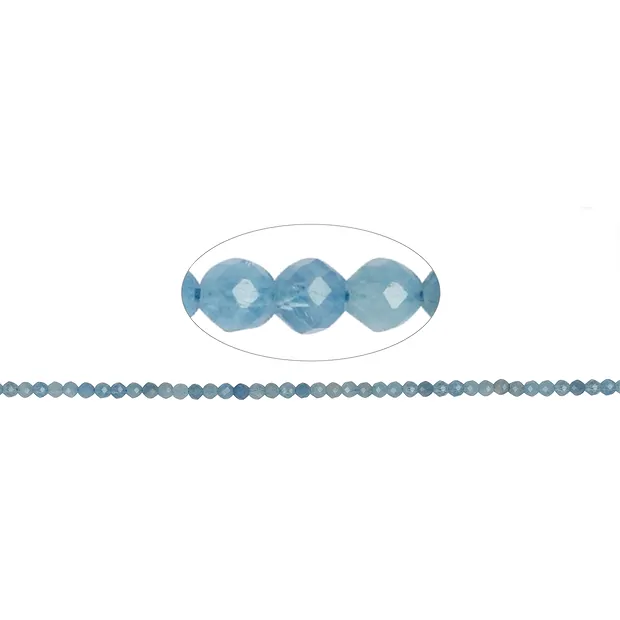 String Beads, Aquamarine, faceted, 02mm (39cm) | gems, healing stones & jewelry