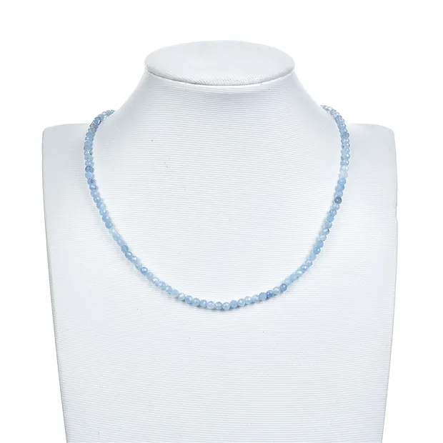 Rang de collier boules, Aigue-marine (claire/foncée), à facettes, 03mm (39cm) | Marco Schreier