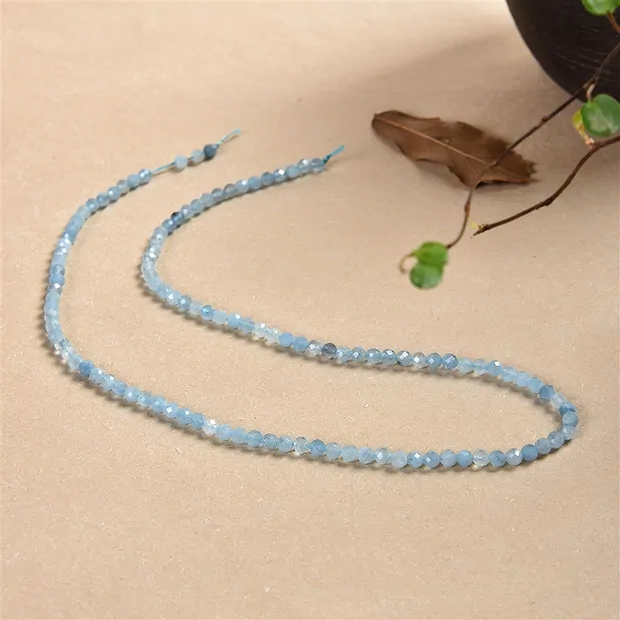String Beads, Aquamarine (light/dark), faceted, 03mm (39cm) | Marco Schreier