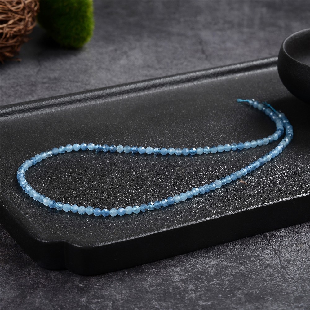 Strang Kugeln, Aquamarin (dunkel), facettiert, 03mm (39cm) | Marco Schreier