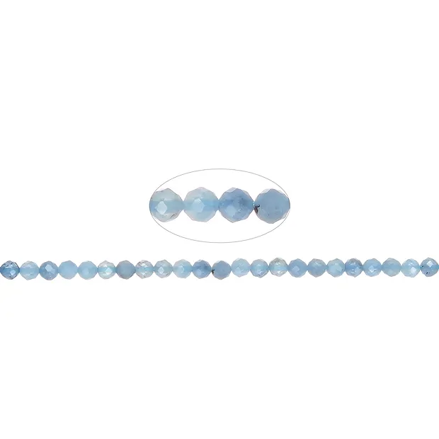 String Beads, Aquamarine (dark), faceted, 03mm (39cm) | Marco Schreier