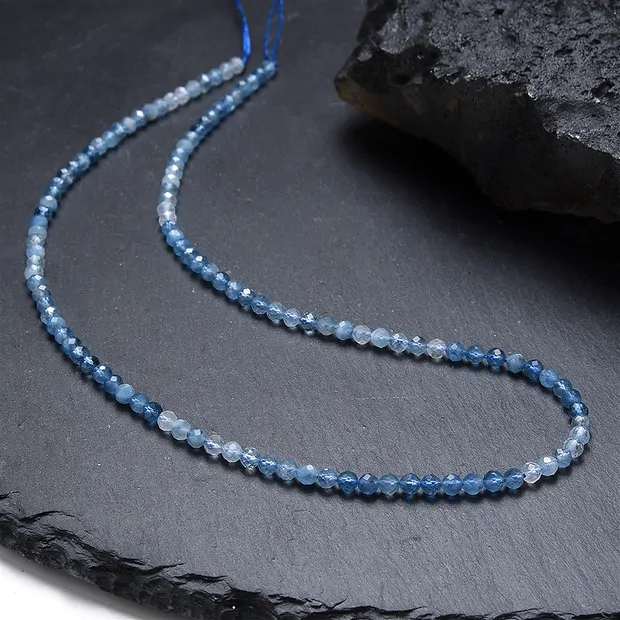 String Beads Button/Ball, Aquamarine, 03.5 x 03.5mm (39cm) | Marco Schreier