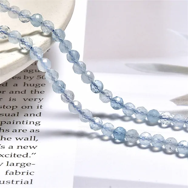 String Beads, Aquamarine A, faceted, 04mm | wholesaler gems & healing stones