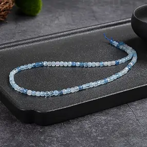 Stringed beads, Aquamarine (light/dark), 04mm, faceted (39cm) | Marco Schreier
