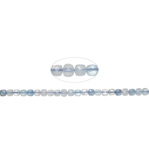 Rang de colliers, Aigue-marine (clair/foncé), facettes, 04mm (39cm) | Marco Schreier