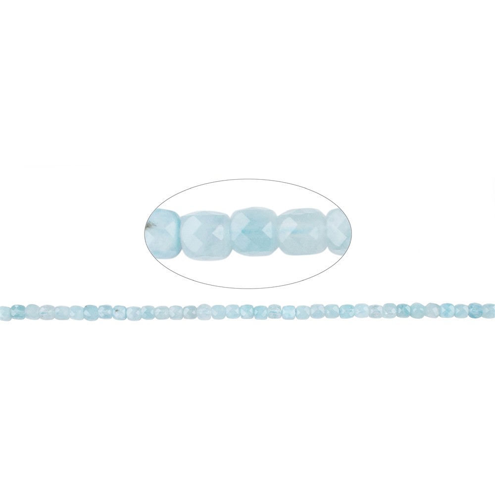 Strand cube, Aquamarine (blue-green), faceted, 04mm | Marco Schreier