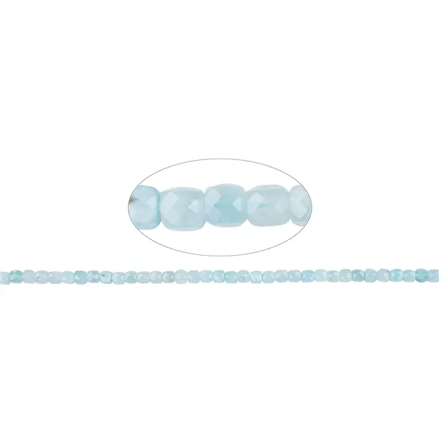Strand cube, Aquamarine (blue-green), faceted, 04mm | Marco Schreier