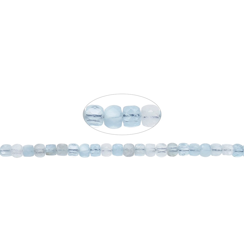 Strand cube, Aquamarine (light blue), faceted, 04mm | Marco Schreier