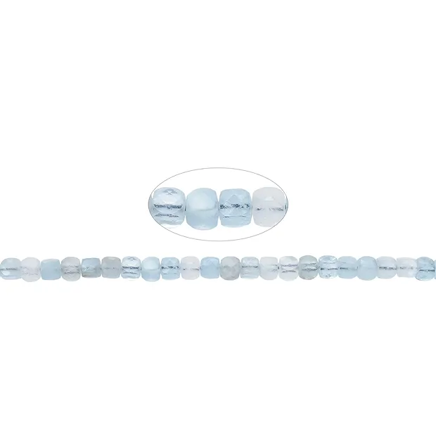 Strand cube, Aquamarine (light blue), faceted, 04mm | Marco Schreier
