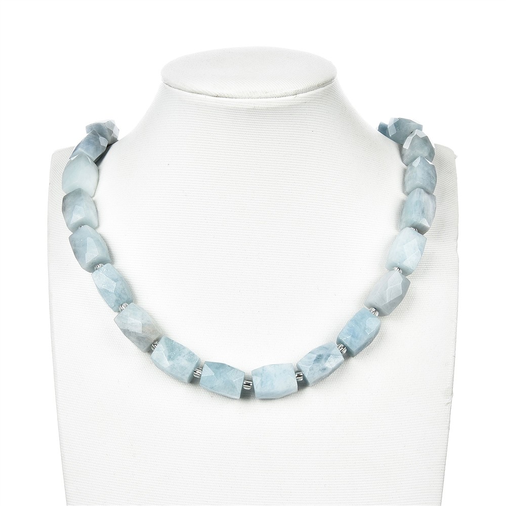 Rang de colliers, aquamarine, &#xE0; facettes, 16 x 11-12mm | Marco Schreier