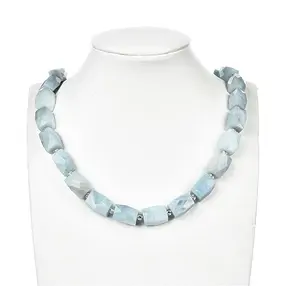 Rang de colliers, aquamarine, à facettes, 16 x 11-12mm | Marco Schreier