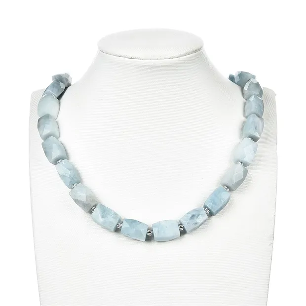 Rang de colliers, aquamarine, à facettes, 16 x 11-12mm | Marco Schreier