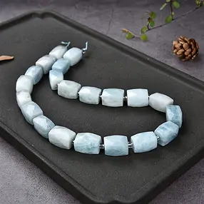 Rang de colliers, aquamarine, à facettes, 16 x 11-12mm | Marco Schreier
