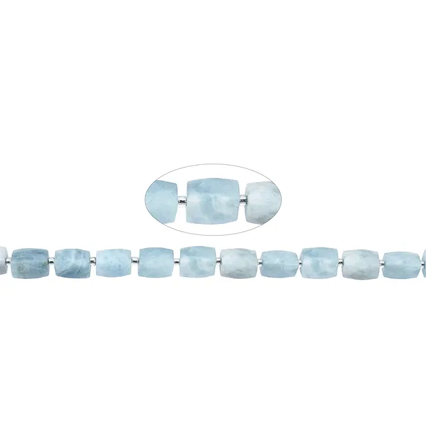 Strand cuboid, aquamarine, faceted, 16 x 11-12mm | Marco Schreier