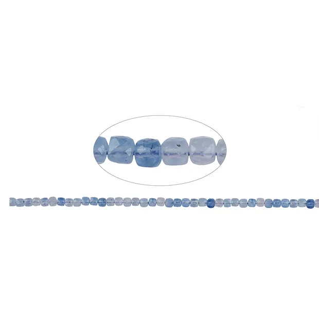 Strand cube, Aquamarine, faceted, 05mm (39cm) | wholesaler gems & healing stones