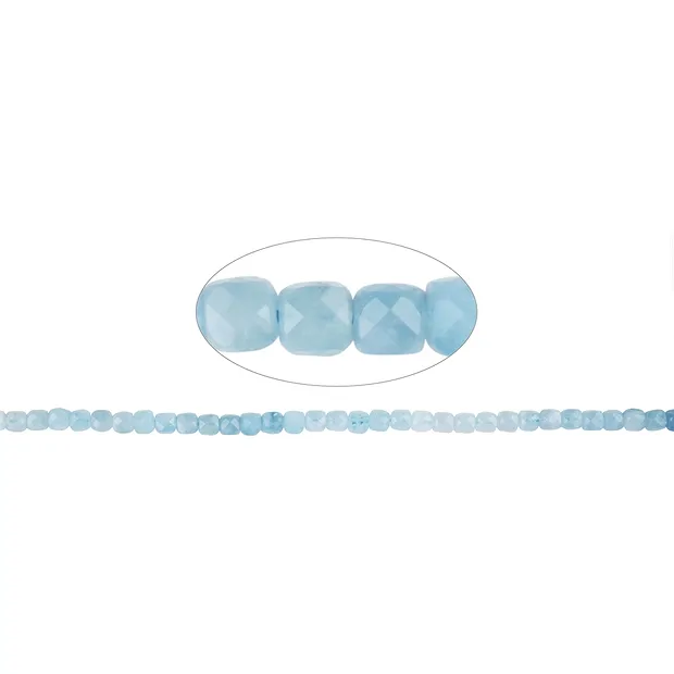 Strang Würfel, Aquamarin, 06mm, facettiert | GH Edelsteine, Heilsteine & Schmuck