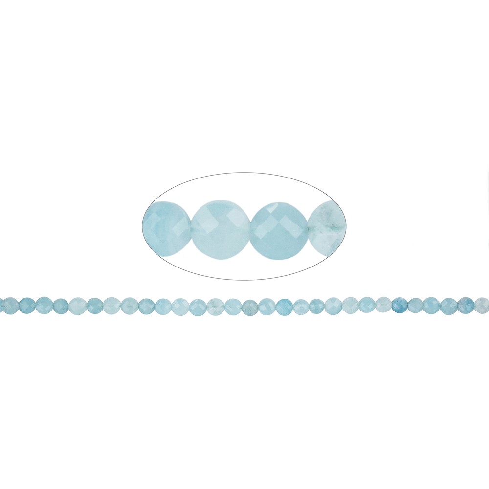 Rang de colliers Bouton/Disque, Aigue-marine, facetté, 06mm (39cm) | Marco Schreier