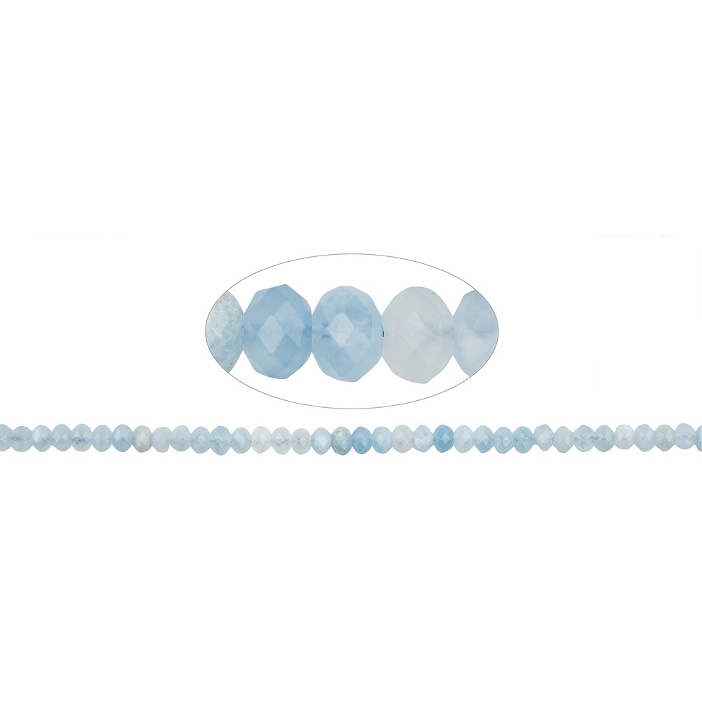 Button strand, Aquamarine, faceted, 4x6mm (39cm) | Marco Schreier