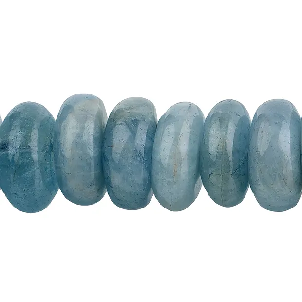 Rang de colliers Boutons, Aigue-marine, 05-06 x 11-12mm | Marco Schreier