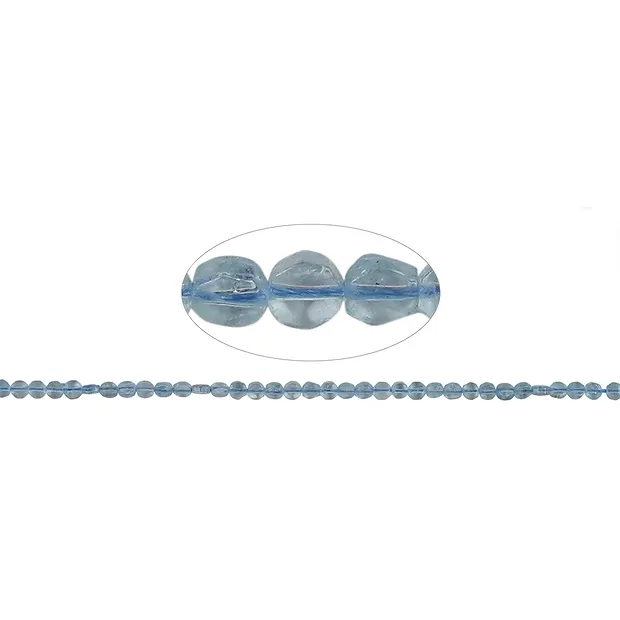 Coin/hexagon strand, Aquamarine, 05-06mm | wholesaler gems & healing stones