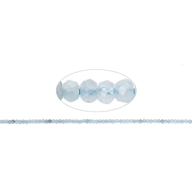 Button strand, Aquamarine, faceted, 01.5 x 02mm | gems, healing stones & jewelry