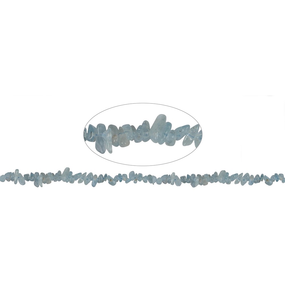 Rang de colliers Chips, Aigue-marine, 03-04 x 06-08 mm (38cm) | Marco Schreier