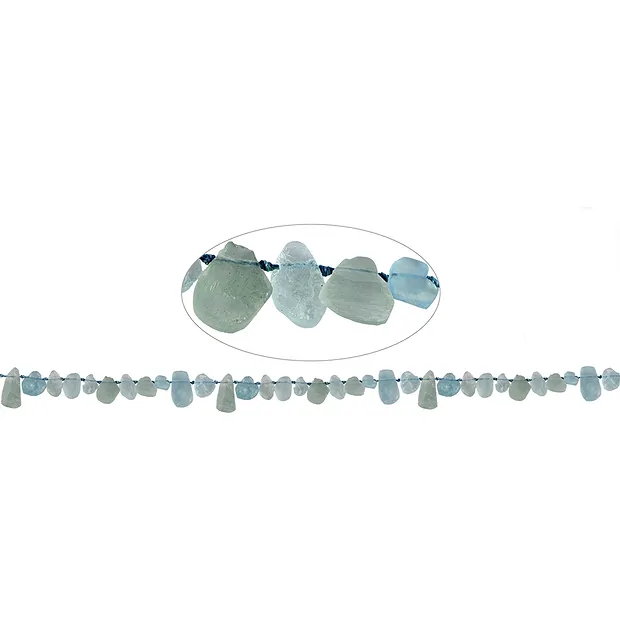 Strand drop flat rough, Aquamarine, 04 - 10mm | wholesaler gems & healing stones