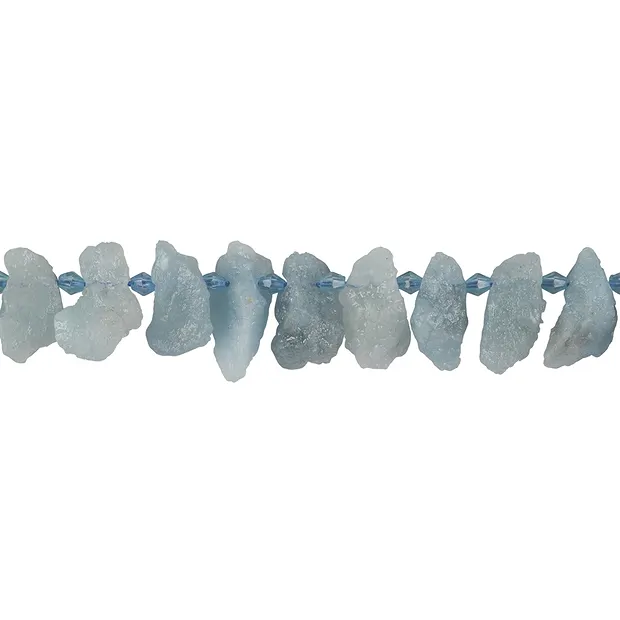 Rang de colliers Nuggets, Aigue-marine, 07-12 x 15-20mm (39cm) | Marco Schreier