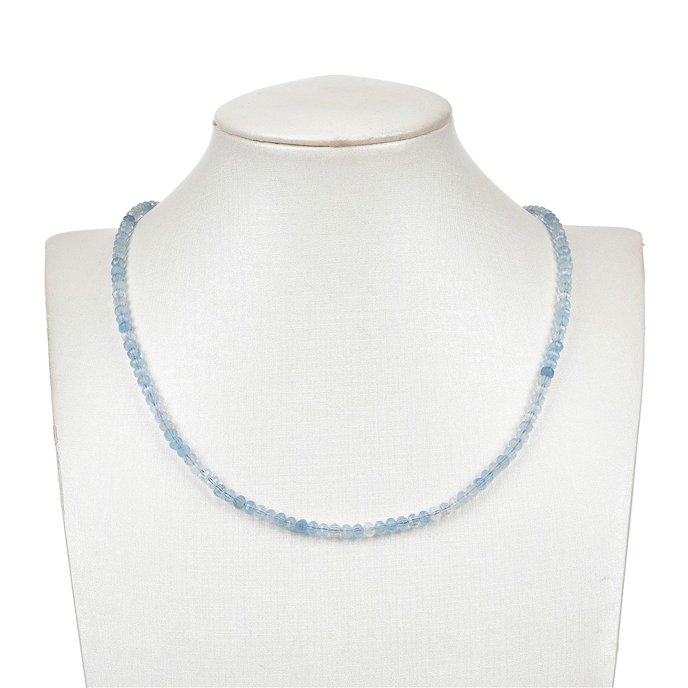 Rang de colliers Boutons/Lanterne, Aigue-marine A, 03 x 04mm, facettes | Marco Schreier