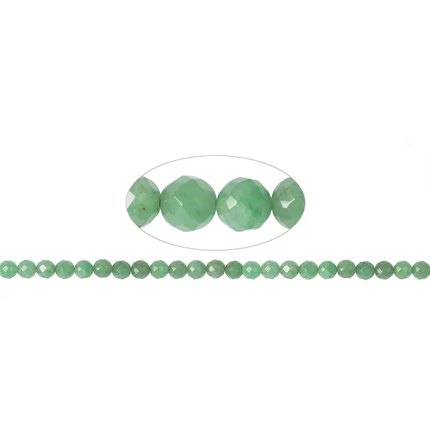 Strang Kugeln, Aventurin, facettiert, 06mm | GH Edelsteine, Heilsteine & Schmuck