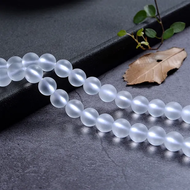 Rang de collier boules, Cristal de roche, mat, 08mm | Marco Schreier