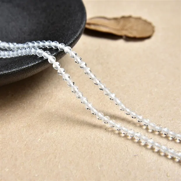 String Beads, Rock Crystal, faceted, 02mm (38cm) | Marco Schreier