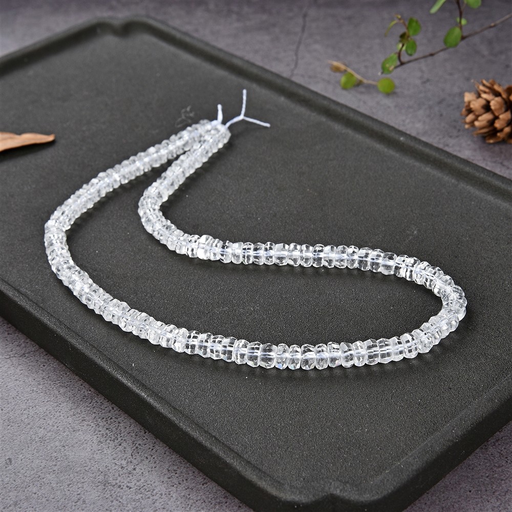 Button strand, Rock Crystal, faceted, 03-04 x 06-07mm (39cm) | Marco Schreier