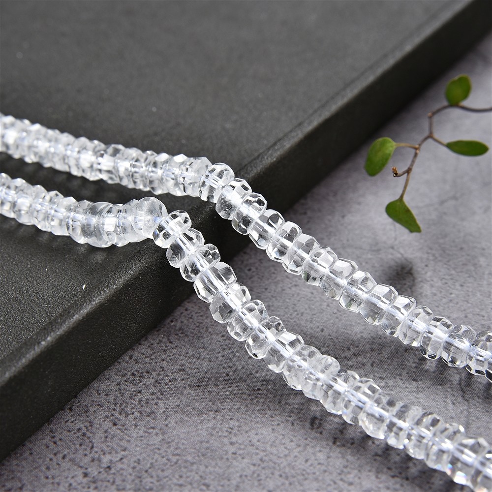 Button strand, Rock Crystal, faceted, 03-04 x 06-07mm (39cm) | Marco Schreier