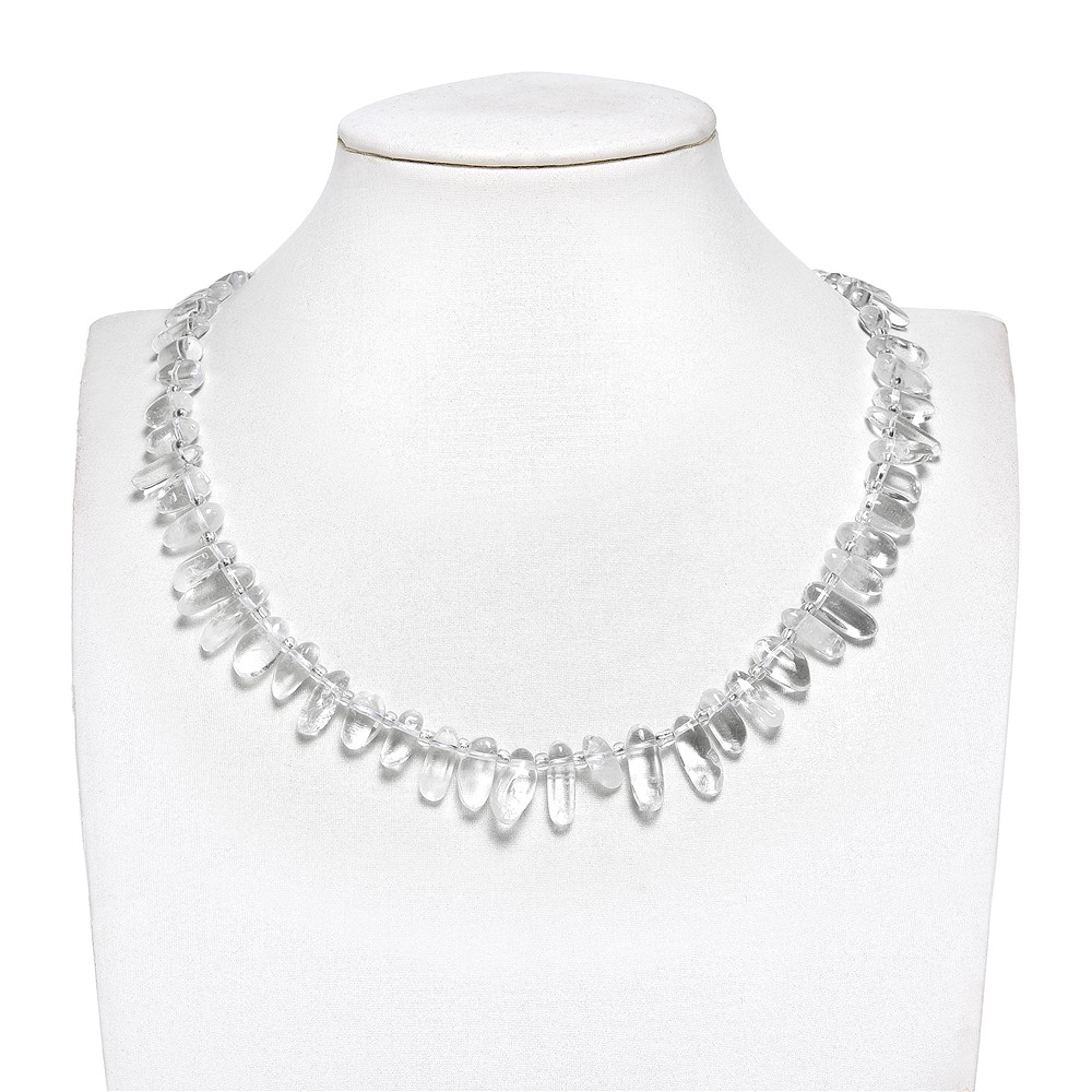 Collar de pepitas "diente", Cristal de roca, 10-20mm (39cm) | Marco Schreier