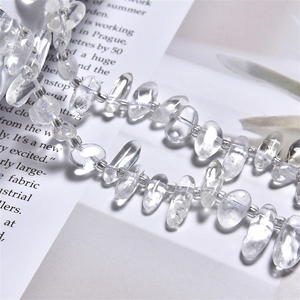 Collar de pepitas "diente", Cristal de roca, 10-20mm (39cm) | Marco Schreier