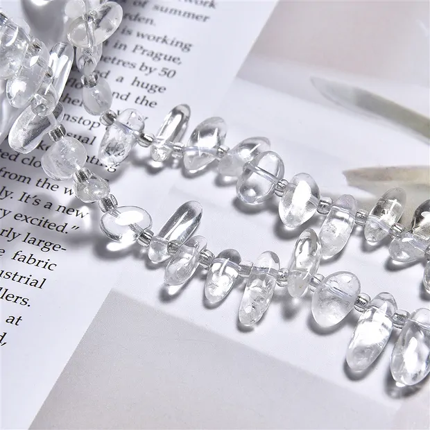 Rang de colliers Nugget "dent", Cristal de roche, 10-20mm (39cm) | Marco Schreier