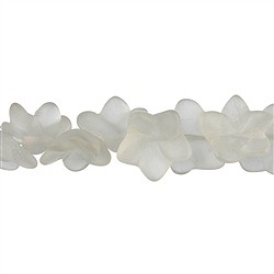 140351421920 Flower strand, Rock Crystal, matt, 14 x 08mm | wholesaler gems &amp; healing stones