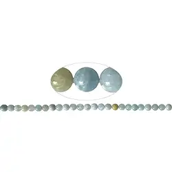 140370100724 Rang de collier boules, Aigue-marine/Héliodore, 08mm (39cm) | Marco Schreier