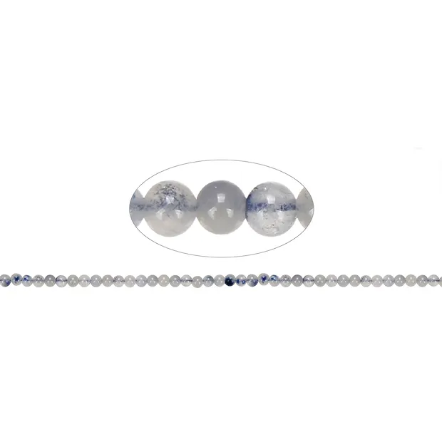 Strang Kugeln, Dumortierit in Quarz (Blauquarz), 04mm (39cm) | Marco Schreier