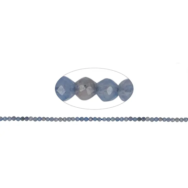 String Beads, blue quartz, faceted, 02mm | wholesaler gems & healing stones