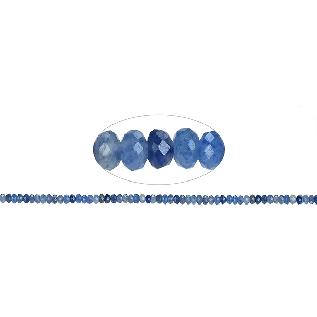 Button strand, blue quartz, faceted, 03 x 05mm (38cm) | Marco Schreier