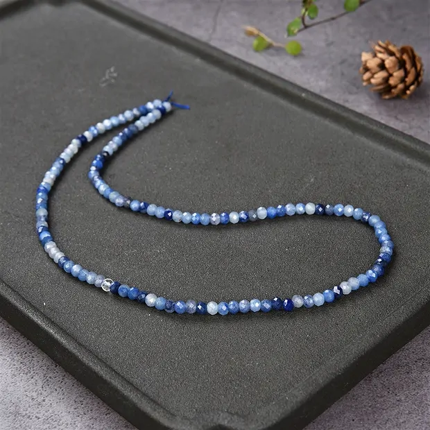 Button strand, blue quartz, faceted, 03 x 04mm | gems, healing stones & jewelry