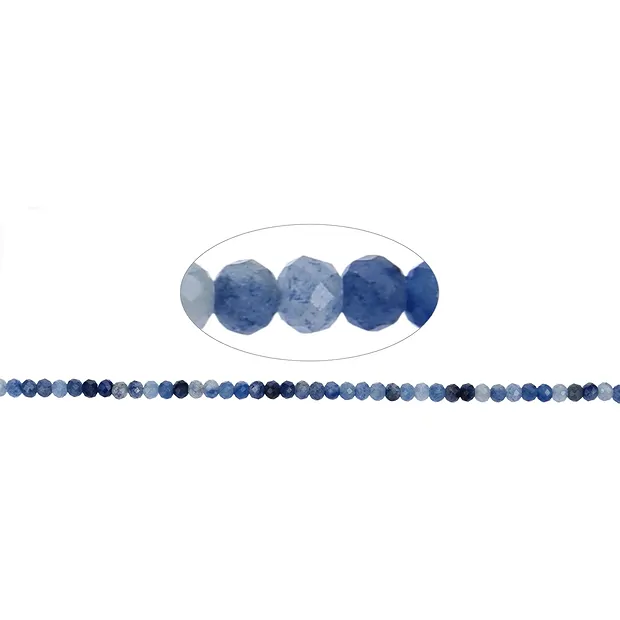 Button strand, blue quartz, faceted, 03 x 04mm | gems, healing stones & jewelry