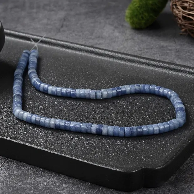 Strang Zylinder "Heishi", Blauquarz, 06 x 03mm (39cm) | Marco Schreier