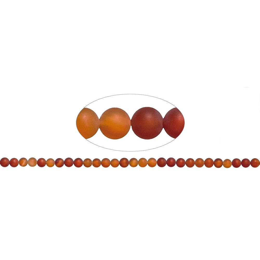 String Beads, Carnelian (heated), matt, 06mm | wholesaler gems & healing stones
