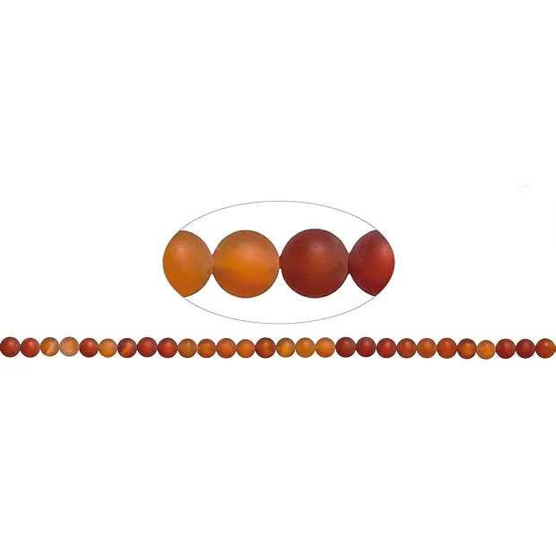 Strang Kugeln, Carneol (gebr.), matt, 06mm | GH Edelsteine, Heilsteine & Schmuck