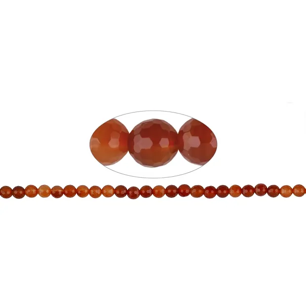 String Beads, Carnelian (heated), 08mm, faceted | gems, healing stones & jewelry
