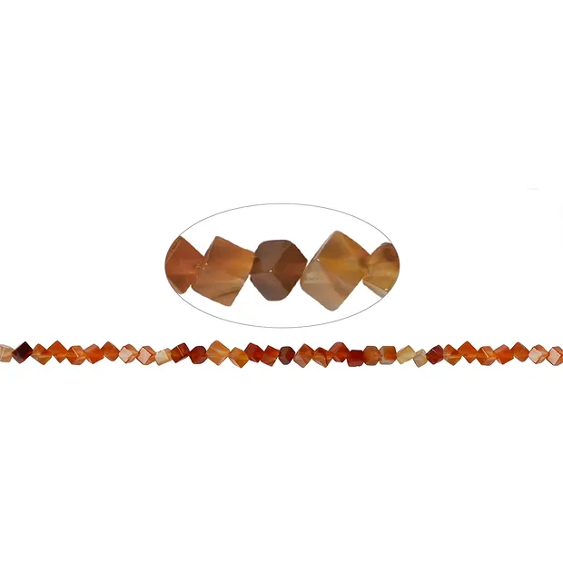 Strang Würfel, Carneol (gebr.), 03mm | Schreier Edelsteine, Heilsteine & Schmuck