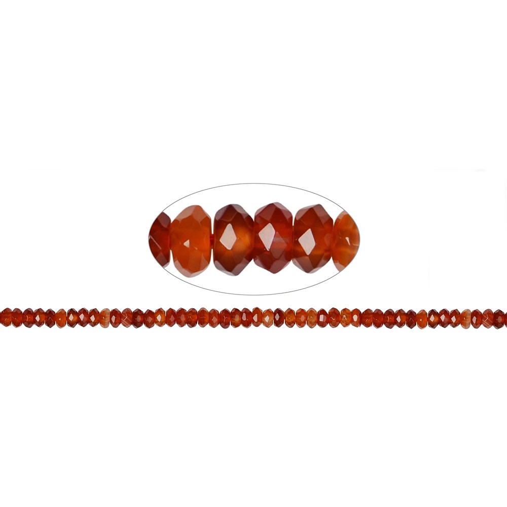 Strang Button, Carneol (gebr.), facettiert, 06 x 08mm | Marco Schreier